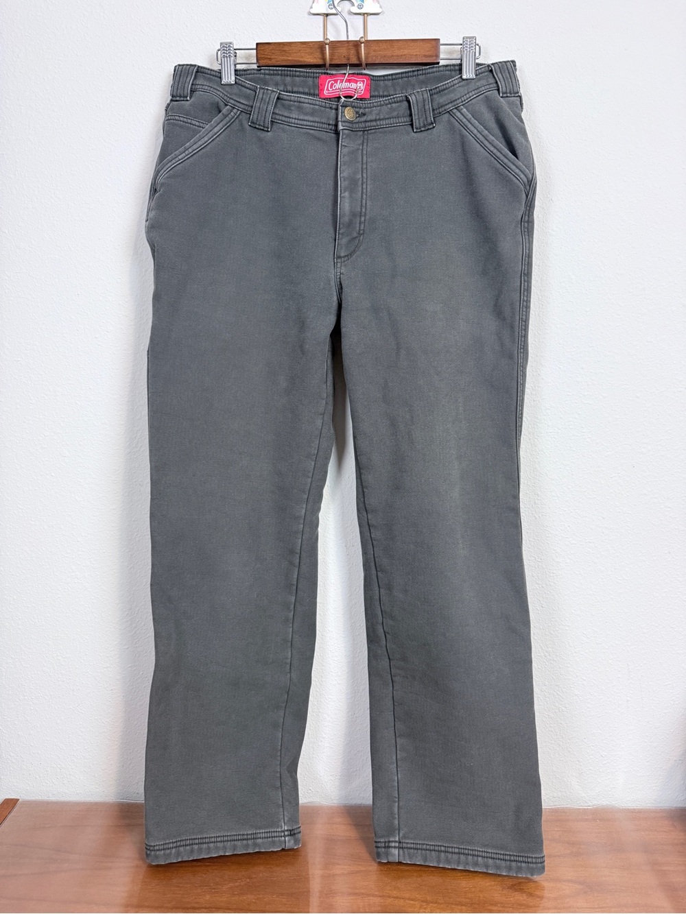 Coleman Grey Straight-Leg Fleece Lined Carpenter Pants 34x32